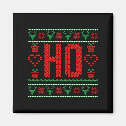 Where My Ho's At Ugly Christmas Sweater Couples Ma マグネット (正面)