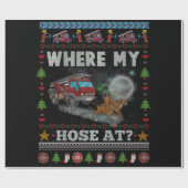 WHERE MY HOSE FIREFIGHTER Ugly Christmas Sweater ラッピングペーパー (フラット)