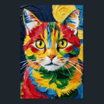 Where rainbow-colored eyes gaze ポスター<br><div class="desc">The vivid colors of this unique cat portrait are vibrant. The powerful brushstrokes in the fur give the impression of life and dynamism. The golden eyes that seem to be absorbing the viewer's attention will not let go. If displayed in a room, it will instantly add a gorgeous touch of...</div>