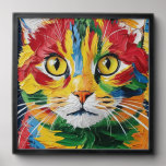 Where rainbow-colored eyes gaze 貼ってはがせるフォトタイル<br><div class="desc">The vivid colors of this unique cat portrait are vibrant. The powerful brushstrokes in the fur give the impression of life and dynamism. The golden eyes that seem to be absorbing the viewer's attention will not let go. If displayed in a room, it will instantly add a gorgeous touch of...</div>