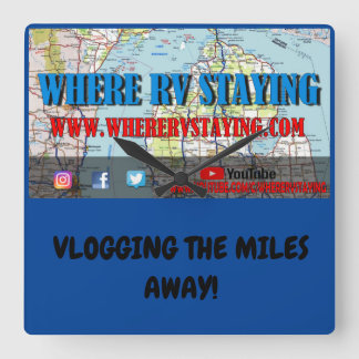 Where RV Staying Clock スクエア壁時計