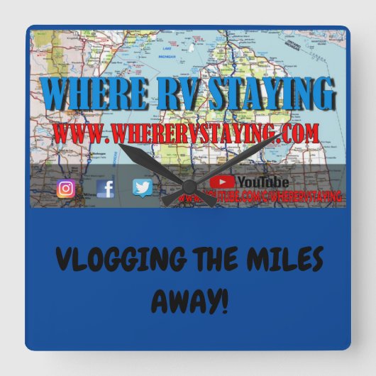 Where RV Staying Clock スクエア壁時計 (正面)