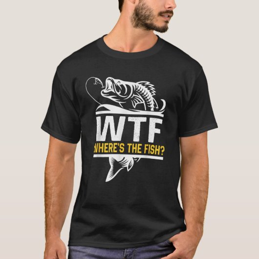 Where s The Fish WTF Men s おもしろい魚釣りTシャツ Tシャツ (正面)