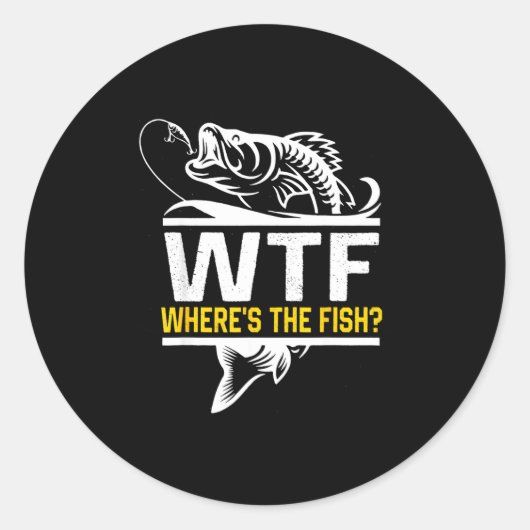 Where S The Fish Wtf Men S Funny Fishing  ラウンドシール (正面)