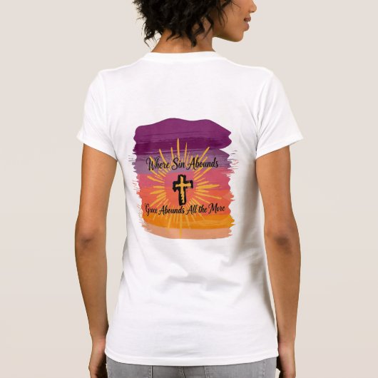Where Sin Abounds Cross Sunset Script Tシャツ (裏面)