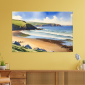 “Where Sky Meets Quiet Sand” – Devon Seascape キャンバスプリント (インサイチュ (リビング))