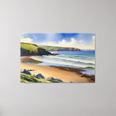 “Where Sky Meets Quiet Sand” – Devon Seascape キャンバスプリント (正面)