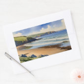 “Where Sky Meets Quiet Sand” – Devon Seascape 長方形シール (封筒)