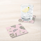 Where the Wild Things Are Pink Star Pattern スクエアペーパーコースター (インサイチュ)