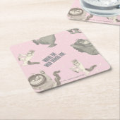 Where the Wild Things Are Pink Star Pattern スクエアペーパーコースター (アングル)