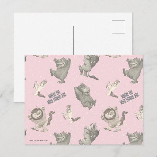 Where the Wild Things Are Pink Star Pattern ポストカード (正面/裏面)