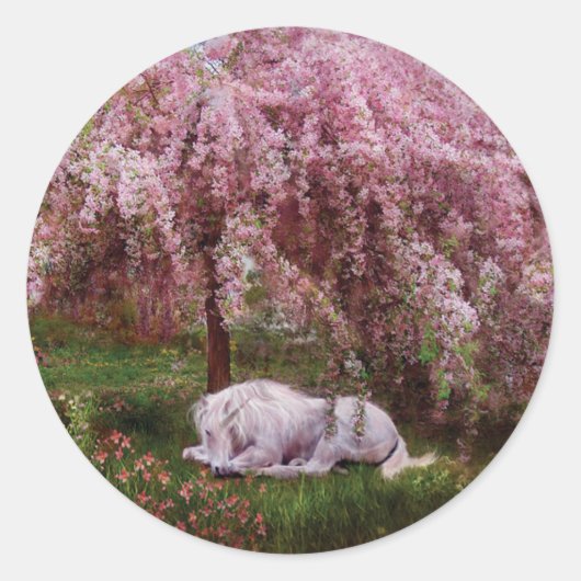 Where Unicorns Dreamステッカー ラウンドシール (正面)