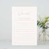 Where Were They Blush Pink Bridal Shower Game (スタンド正面)