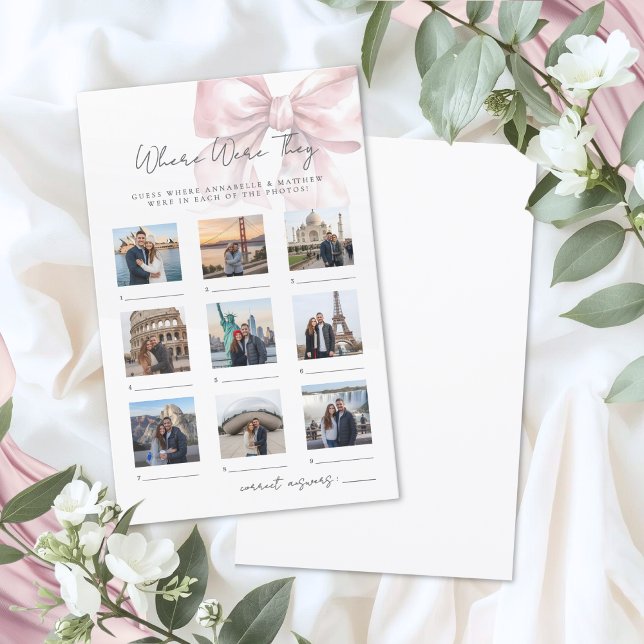 Where Were They Pink Bow Bridal Shower Game (Where Were They Pink Bow Bridal Shower Game)
