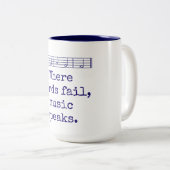 Where Words Fail Music 話 – 音楽引用文 ツートーンマグカップ (正面右)