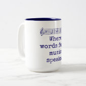Where Words Fail Music 話 – 音楽引用文 ツートーンマグカップ (正面左)