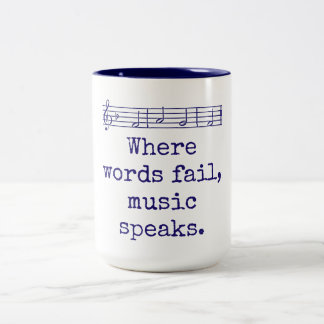 Where Words Fail Music 話 – 音楽引用文 ツートーンマグカップ