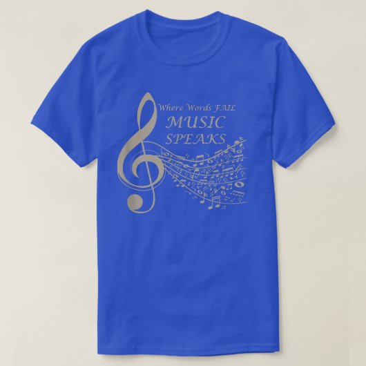 Where Words Fail Music 話 Music Notes Tシャツ (デザイン正面)