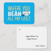Where You Bean おもしろい Pun Cute Valentine's Day ノートカード (正面/裏面)
