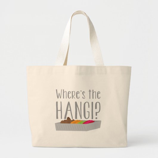 Wheres HANGIか。 (ニュージーランドのマオリの饗宴) ラージトートバッグ (正面)