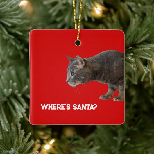 Where's Santa Cat Ornament  セラミックオーナメント (ツリー)