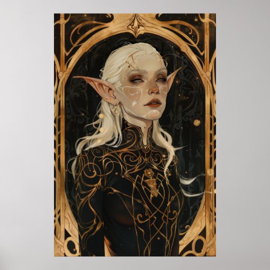 Whiで熟成したエルフの女性の魅惑的なポートレート ポスター (正面)