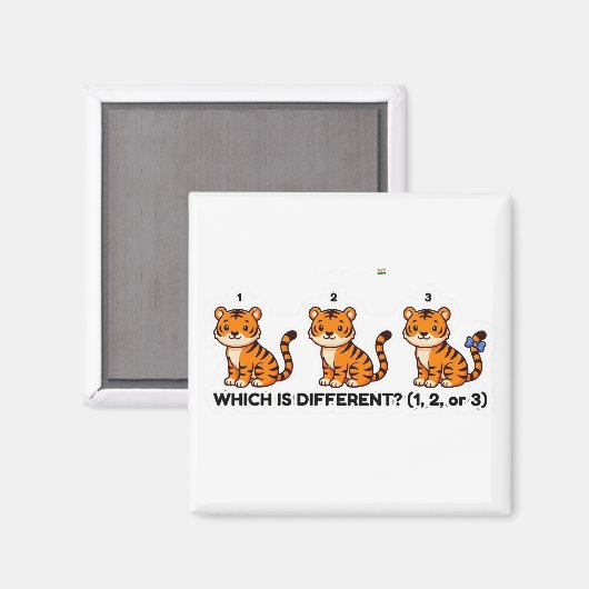 Which Is Different? Cute Tiger Animal World Game マグネット (正面/裏面)