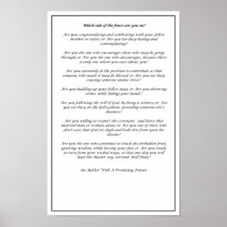 Which Side of The Fence (Black and White)- Poster ポスター