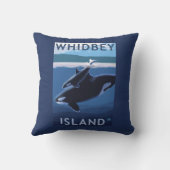Whidbeyの島、WashingtonOrcaおよび子牛 クッション (裏面)
