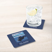 Whidbeyの島、WashingtonOrcaおよび子牛 スクエアペーパーコースター (インサイチュ)