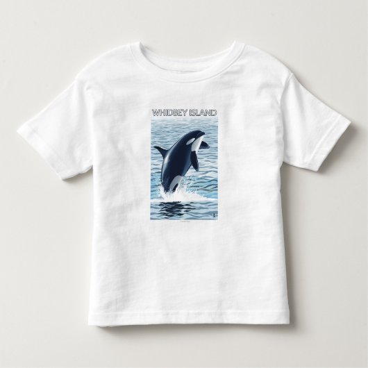 Whidbeyの島、WashingtonOrcaの跳躍 トドラーTシャツ (正面)