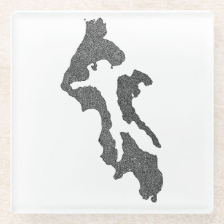 Whidbey Island Island County Map Design ガラスコースター