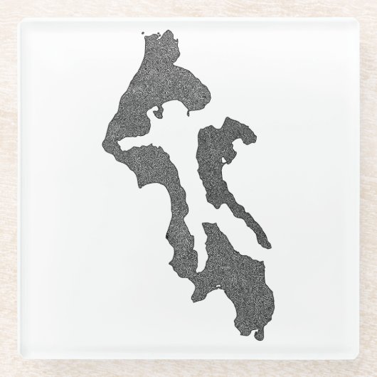 Whidbey Island Island County Map Design ガラスコースター (正面)