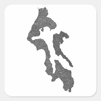 Whidbey Island Island County Map Design スクエアシール