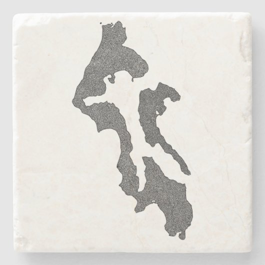 Whidbey Island Island County Map Design ストーンコースター (正面)