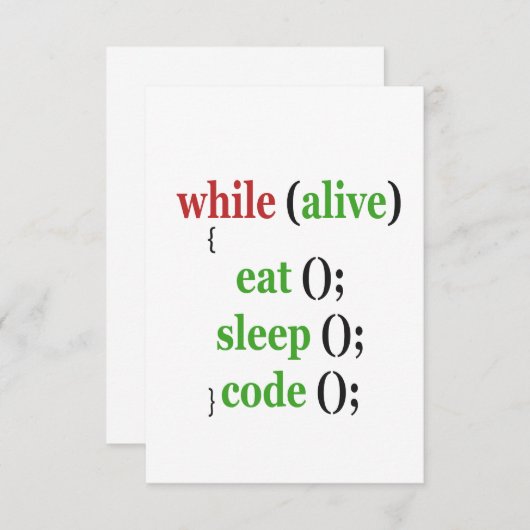 While 食べ AliveスリープコーおもしろいドPRogrammer Gift サンキューカード (正面/裏面)