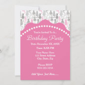 Whimiscalのピンクおよび灰色のスケッチ猫のギフトのアイディア 招待状 (正面)