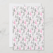 Whimiscalのピンクおよび灰色のスケッチ猫のギフトのアイディア 招待状 (裏面)