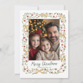 Whimiscal Christmas Wreath & Bows Photo Card シーズンカード (正面)