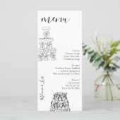 Whimiscal Doodle Black White Wine Wedding Menu  メニュー (スタンド正面)