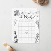 Whimiscal Doodle Wedding Bridal Shower Bingo Game ノートカード (正面/裏面インサイチュ)