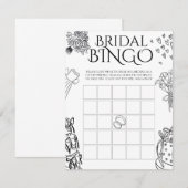Whimiscal Doodle Wedding Bridal Shower Bingo Game ノートカード (正面/裏面)