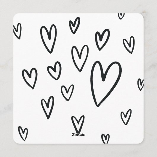 Whimiscal Doodles Black White Frame Wedding 招待状 (裏面)