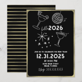 Whimiscal Doodles Hello 2026 New Years Gold シーズンカード