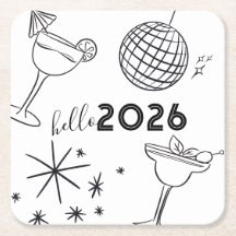Whimiscal Doodles Hello 2026 New Years Gold