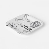 Whimiscal Doodles Hello 2026 New Years Gold ペーパープレート (傾斜あり)