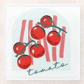 Whimiscal Italy Tomatoes Pattern ガラスコースター (正面)