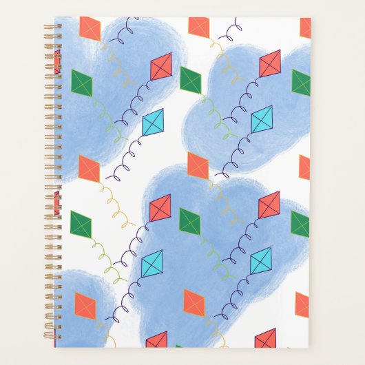 Whimiscal Kites Multicolored Sky Pattern プランナー手帳 (正面)