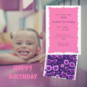 Whimiscal Purple and Pink 6th Birthday Party 招待状