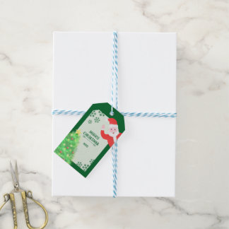 whimiscal santa claus pine tree merry christmas  ギフトタグ